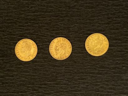 null 
NON VENU. Trois pièces en or de 20 LIRES italiennes (usures).

