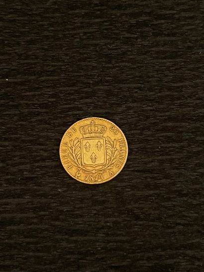 null 
NOT SOLD. Gold coin Louis XVIII, France (wear).
