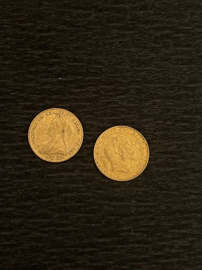 null 
NOT COMING. Two English gold sovereigns. (wears).
