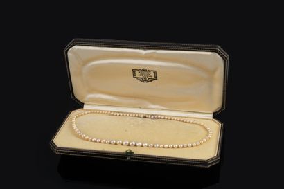 null Jean-Baptiste NOURY. About 1880.

NECKLACE of 87 fine pearls in fall (7,6 -...