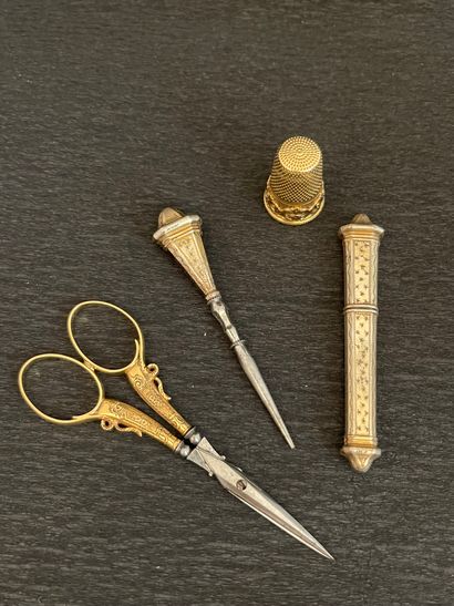 null Languedocq in Paris. Sewing kit in gold 750 mm and steel. Gross weight: 27,...