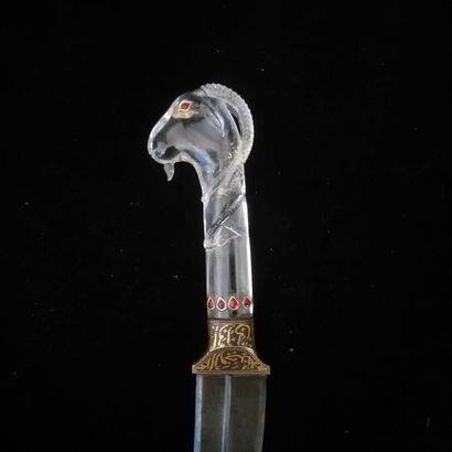 null Beautiful Indian Khanjar dagger, the handle finely carved in rock crystal in...