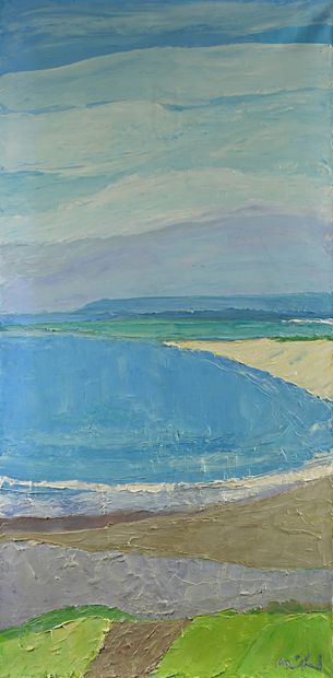 null Roger MUHL (1929-2008). Plage en Bretagne. Huile sur toile, signée en bas à...