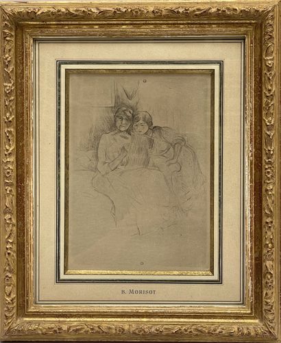  Berthe MORISOT (1841-1895). Mother and child. Drypoint. 19 x 14 cm at sight Gazette Drouot
