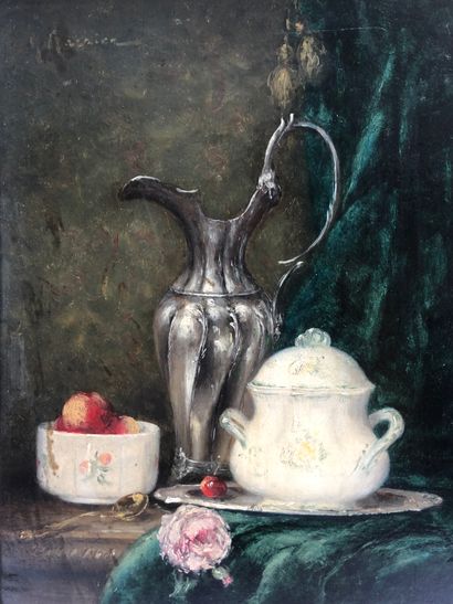 null Gustave BARRIER (1871-1953). Still life. Oil on panel, signed in the upper left...