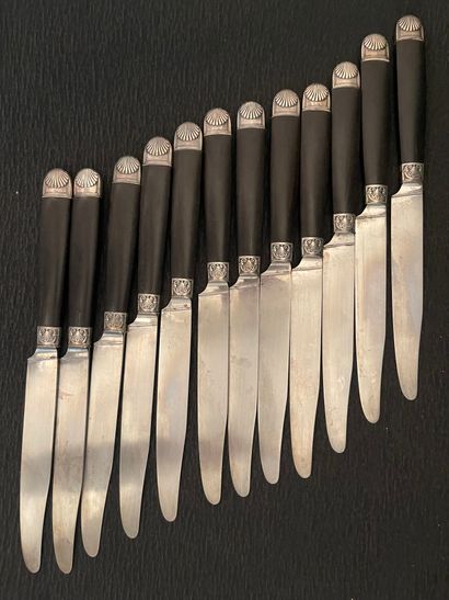 Set of knives with ebony handles: twelve...
