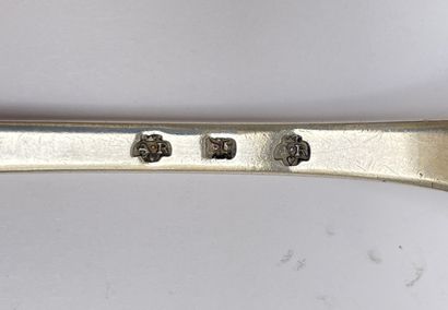 null Silver stewing spoon. 18th century, Paris. Weight: 206,3 g.