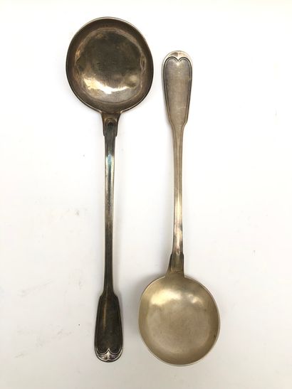 Silver lot including a ladle model with a...