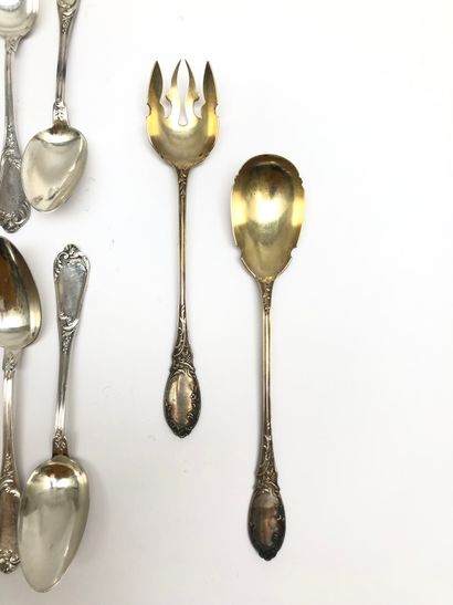 null Part of a silver menagere with eighteen soup spoons, two sauce spoons and a...