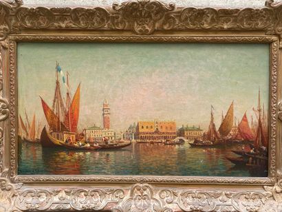 null *Léon Jean GIORDANO DI PALMA (1886- ?). Vue de Venise. Huile sur toile signée...
