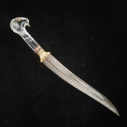 null Beautiful Indian Khanjar dagger, the handle finely carved in rock crystal in...