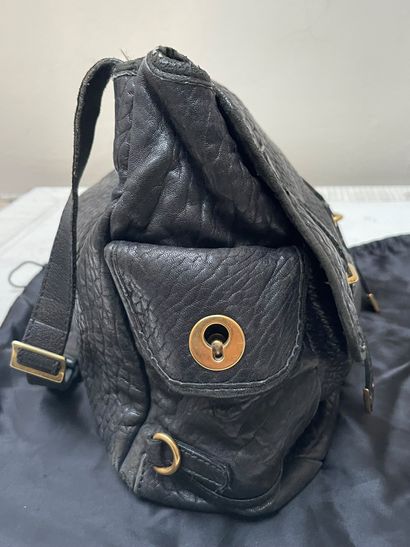 null Yves Saint Laurent Left Bank. Black soft leather messenger bag with material...