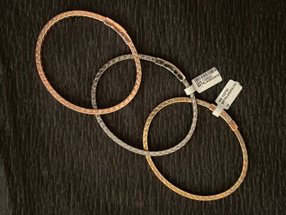 null DALIA. Three silver bracelets 925 mm three tones. Net weight : 28,86 g.