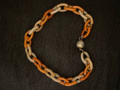 null SEGUSO Archimede (circa 1966). Necklace made of blown glass tubes in orange...
