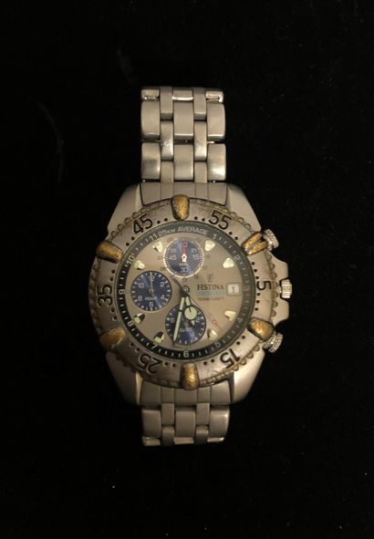 null FESTINA. 100m/ 330 ft chronograph wristwatch, Festina bracelet, quartz movement....