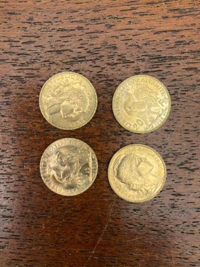 null Lot of four 20 Francs gold coins (worn); SOLD ON DESIGNATION