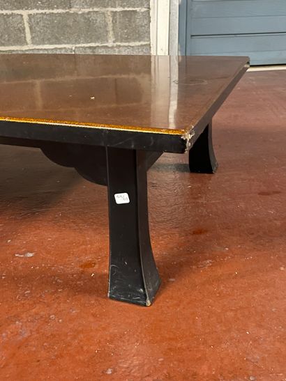 null Modern rectangular coffee table, gilded top, Far East style legs. (accident...