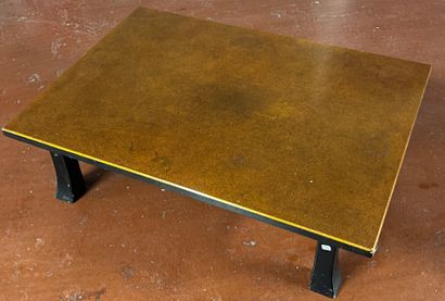 null Modern rectangular coffee table, gilded top, Far East style legs. (accident...