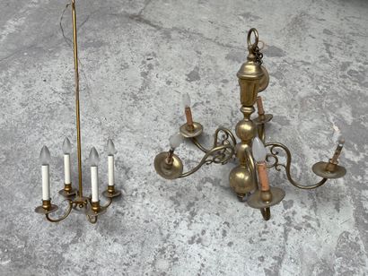 Dutch style brass chandelier with five lights...