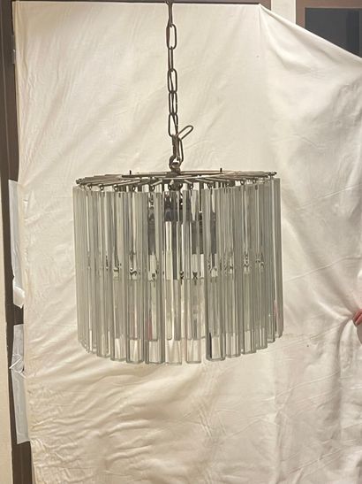 null Circular glass chandelier of MURANO with translucent quadrangular plates on...