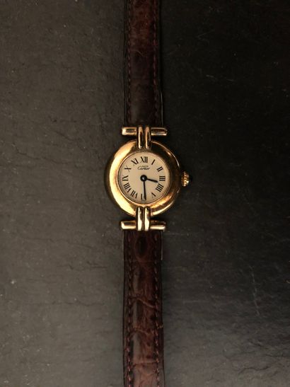 null CARTIER. Model vendôme.
Lady's wristwatch in vermeil, white dial, Roman numerals,...