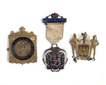null VARIOUS COUNTRIES. Three badges: 
- Steward's badge of the Royal Masonic Institute...