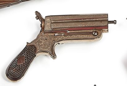 null Sharps type player's Derringer pistol, four shots, .30 caliber rimfire. Built-in...
