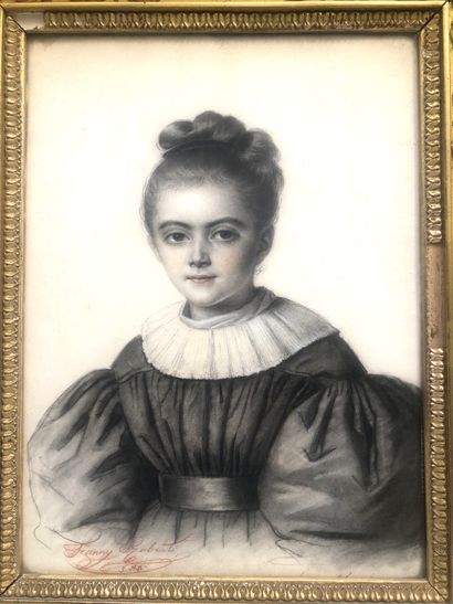 null Fanny ROBERT (1795-1872). “Portrait de Mademoiselle Favre”. Dessin au crayon...