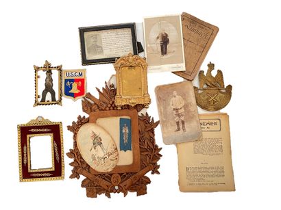 null MISCELLANEOUS. Set including photographs of soldiers, circa 1900, troop cigarettes,...