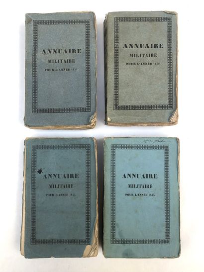 null Ensemble de quatre almanachs militaires pour les années 1831,1838,1842 et 1843....