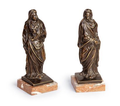 null French school, early 18th century
Philosopher and Sibyl
Two sculptures in bronze...