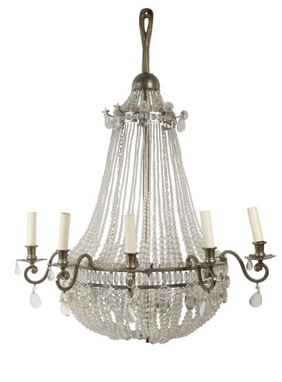 null Wall lamp in the shape of a half balloon chandelier in silvered bronze and pendants,...
