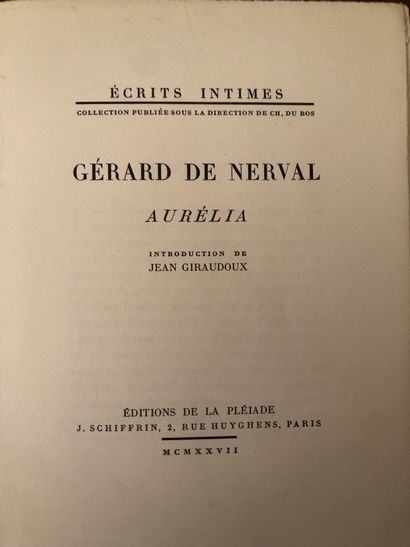 null DE NERVAL Gérard. Ensemble de deux ouvrages : Aurélia. Édition de la Pléiade,...