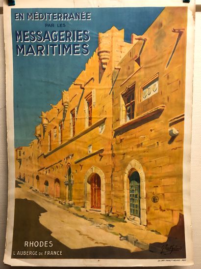null POSTER. In the Mediterranean Sea by the maritime messengers, Rhodes l'auberge...
