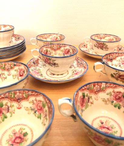 null Part of tea service including ten cups and nine saucers. We joined a plate to...