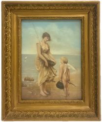 null After Jean Ernest AUBERT (1824-1906). "Love on vacation", pastel, signed lower...