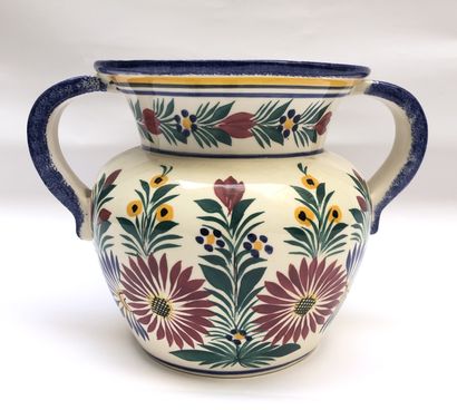 null LOT including:
- Vase with handles swollen belly in earthenware decorated with...