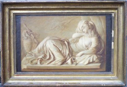 Attribué à SAUVAGE (XVIIIème) Trompe l'oeil d'un bas-relief à l'antique, huile sur...
