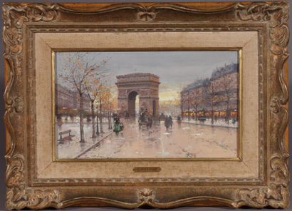 GALIEN-LALOUE (1854-1941) Vue de l'Arc de Triomphe, Gouache. Expert: Noe WILLER (01.53.43.80.90)....