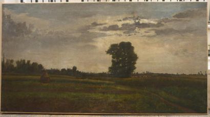 Charles-François DAUBIGNY (1817-1878) Paysage à Auvers, huile sur toile, 84 x 155...