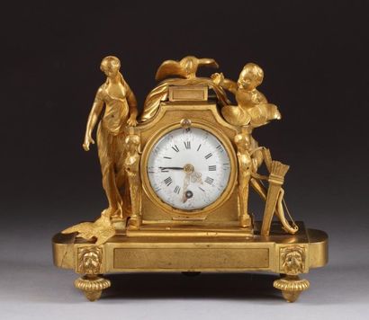 null Pendule en bronze doré "Vénus et putto". Fin XVIIIème-début XIXème