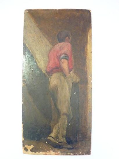 null GEORGES (fin XIXème-début XXème), Départ de la pêche, huile sur toile, 32 x...