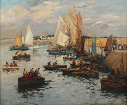 Fernand LE GOUT-GÉRARD (1856-1924), Le Port de Concarneau, huile sur toile, 55 x...