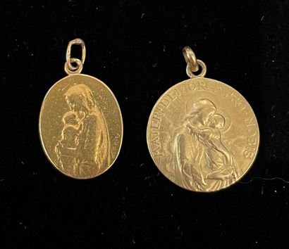2 Médailles religieuses en or à 750°/00....