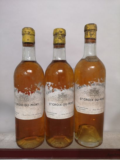 null 3 bouteilles Château PEYROT- Sainte Croix du Mont 1959 Etiquettes abimées. Légèrement...