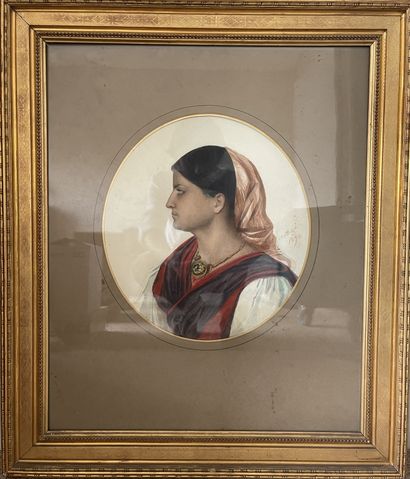 Ecole française fin XIXe. Portrait de femme...