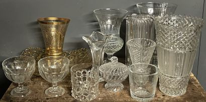 Lot de verreries dépareillées vases, coupes...