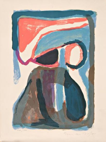 Bram VAN VELDE (1895-1981) Composition bleue, lithographie signée et n° 148 /300