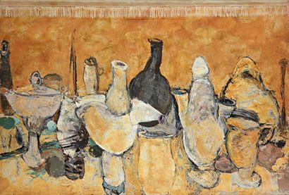 Roger Edgar GILLET (1924-2004) Nature Morte, huile sur toile signée. 89 x 130 cm....