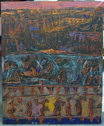 Christophe RONEL (1964) La Nuit Stratifiée, toile signée et datée 91, 73 x 60 cm....
